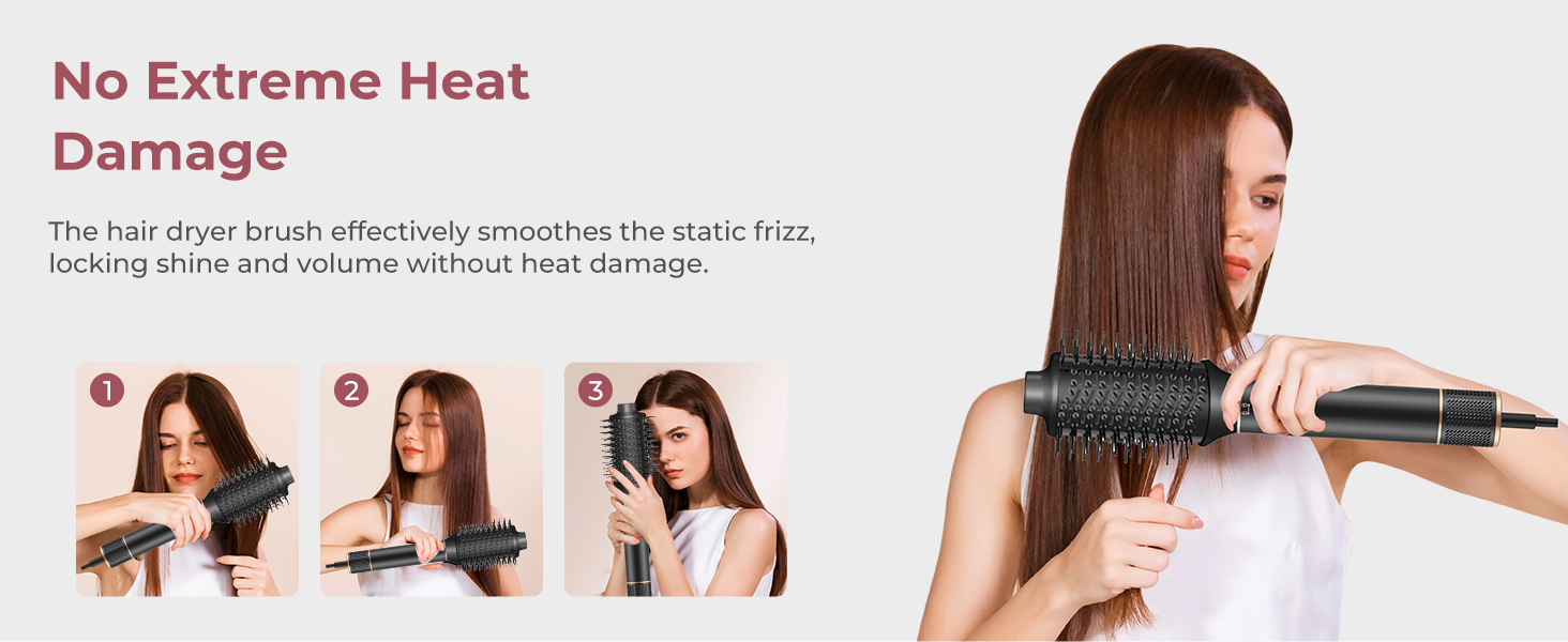 Мультистайлер для волосся 6 в 1 MogaWave Hairstyler Pro Airbrush: стайлер-фен з насадками для об'єму, завивки та випрямлення волосся, чорний