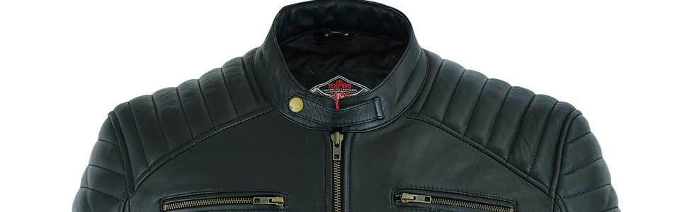 Чоловіча шкіряна куртка Texpeed у стилі байкер (Casual), м'яка шкіра ягняти, чорна, розмір L