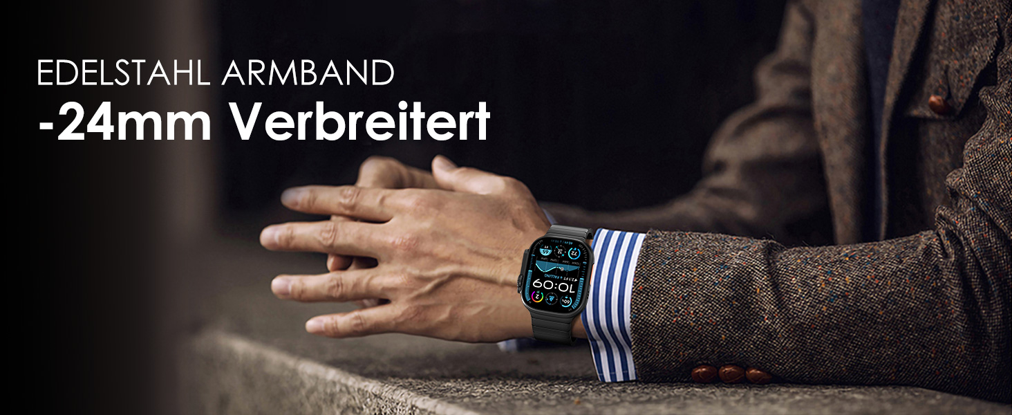Металевий ремінець CHANCHY для Apple Watch Ultra 3/2/1, Series 11/10/9/8/7/6/5/4/3/2/1, SE — сталевий браслет (чорний, 42/44/45/46/49 мм)