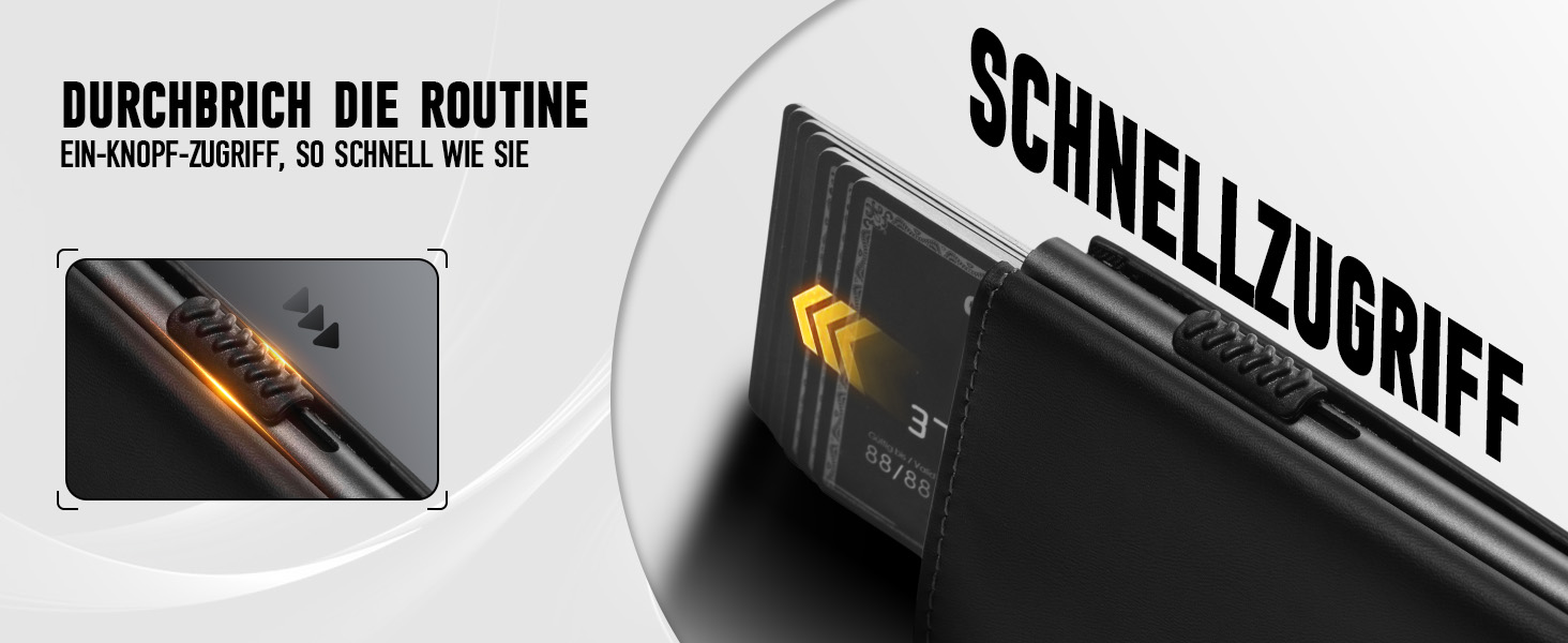 Чоловічий гаманець зі смарт-відділенням, RFID-захистом та вікном для фото, портмоне з монетницею та 6 слотами для карт (Чорний/Помаранчевий)
