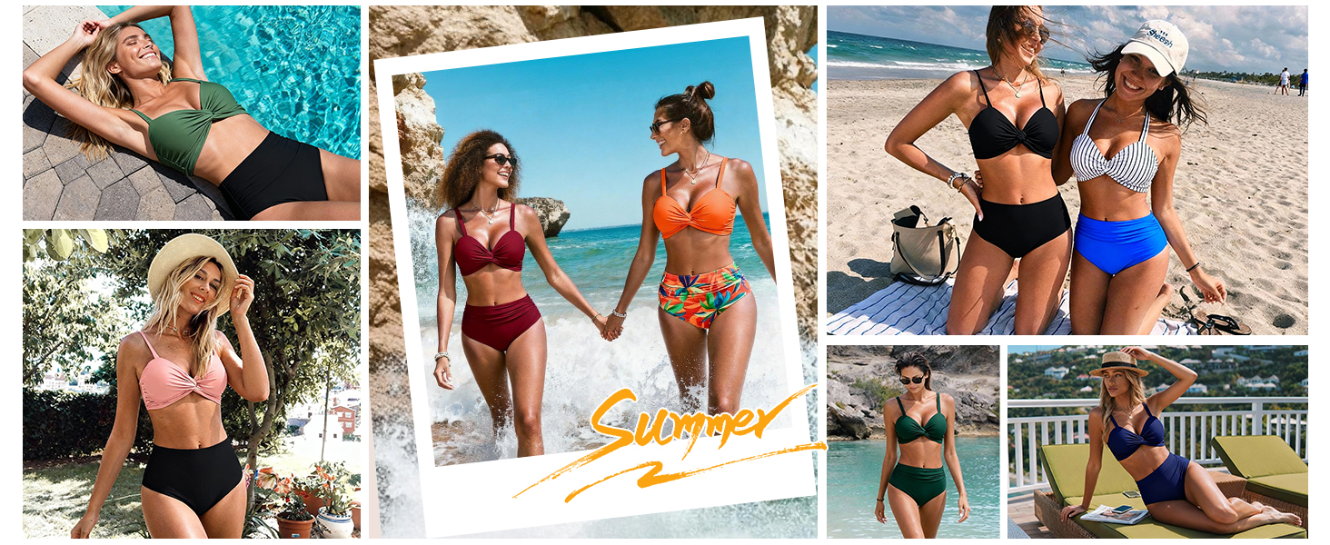 БІКІНІ жіночий комплект з високою талією, шорти з животом, пуш-ап, двочастинний купальник, сексуальний V-подібний виріз, модна пляжна мода, чорний