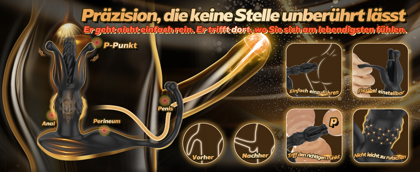 Вібратор для простати, анальний вібратор QRRQ з 9 режимами вібрації, USB зарядка, IPX6 водонепроникний, іграшка для чоловіків