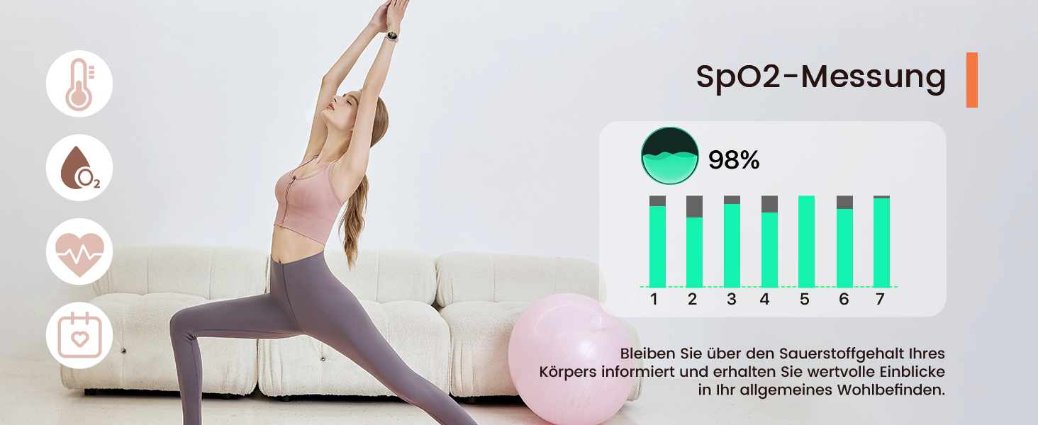 Смарт-годинник WalkerFit для жінок з Bluetooth-дзвінками, 1.39
