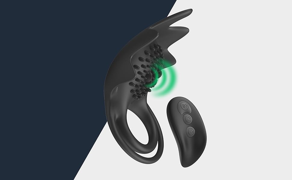 Кольце для статевого члена Nappex Manu з вібрацією - секс-іграшка для пар та чоловіків. Комплект з пультом дистанційного керування, потужний мотор, силікон.