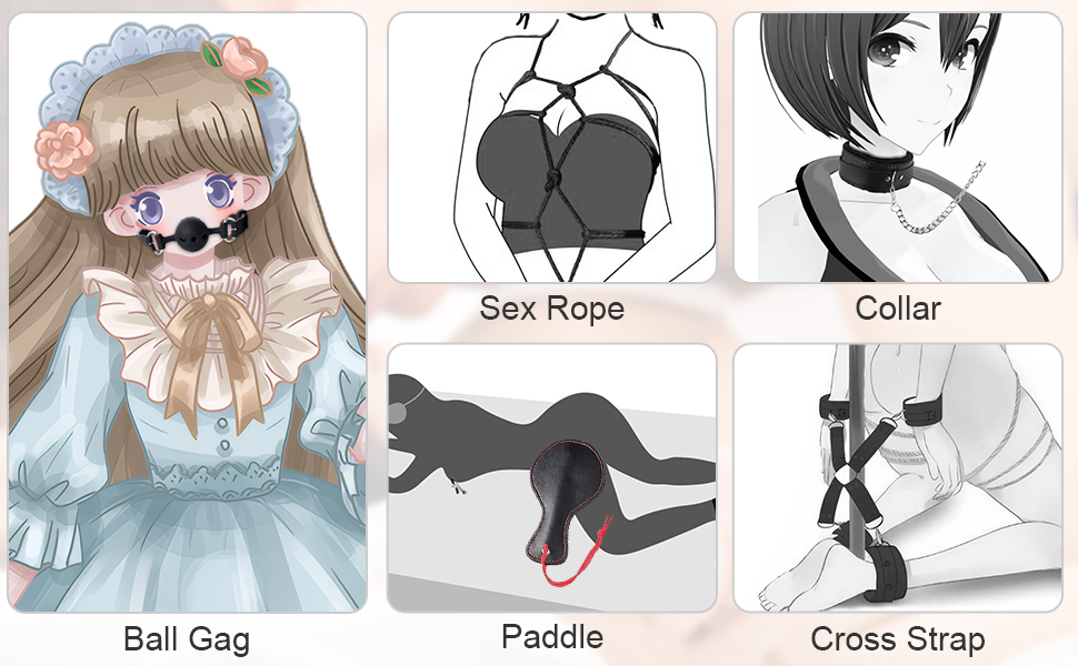 Набір для БДСМ з 26 елементів Qoosea: наручники, мотузки, анальні та бут плагі, для пар