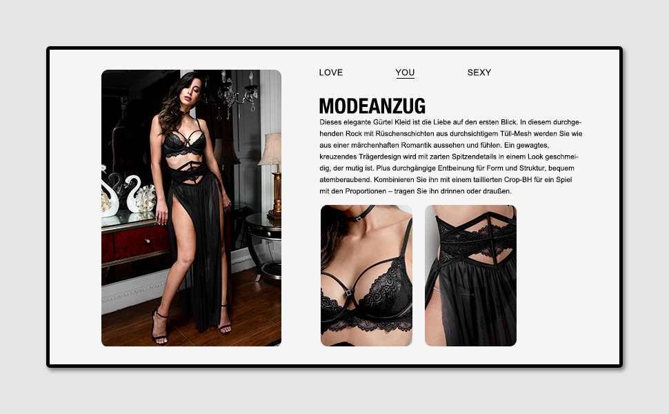 Сексуальний жіночий комплект спідньої білизни з мережива: бюстгальтер, пояс, прозора мереживна сукня, нічна сорочка з G-String, 4-частинний комплект, чорний, 75B