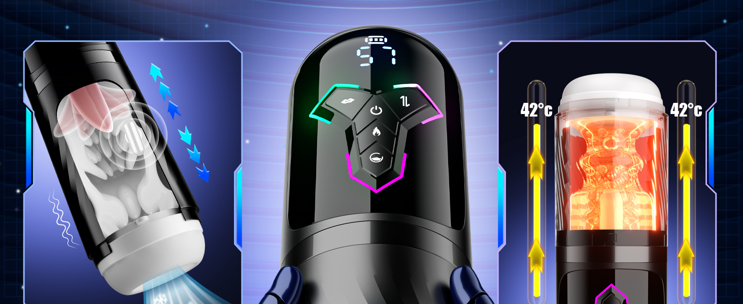 Мастурбатор для чоловіків KI-Interaktion з 10 вібраціями, 7 режимами розтягування та 5 режимами стимуляції. Секс-іграшка з підігрівом та керуванням через APP