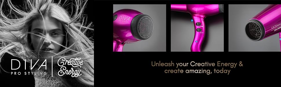 Професійний фен для волосся DIVA Pro Styling Ultima 5000 Pro, 2200 Вт, AC-мотор, фіолетовий