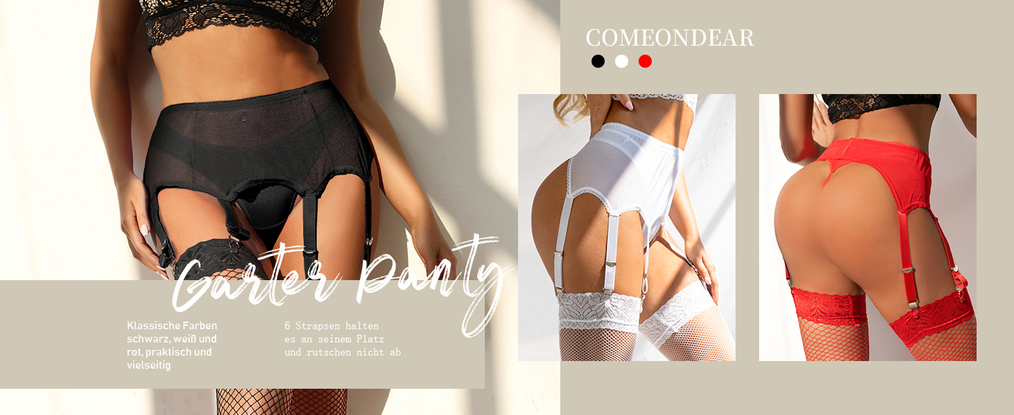 Жіночий корсет-стрінг з широкими стріжками ComeOnDear. Комплект сексуальної білизни з стріжками, стрінг-стріжками та металевими кліпсами. Розміри M-L.