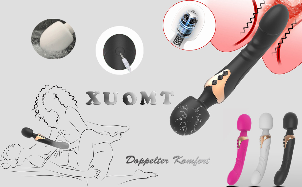 Вібратор Doppelkopf для жінок з функцією імпульсу, 10 режимів вібрації, силікон, G-точка, тихий та потужний масажер, секс-іграшка для жінок та пар, чорний