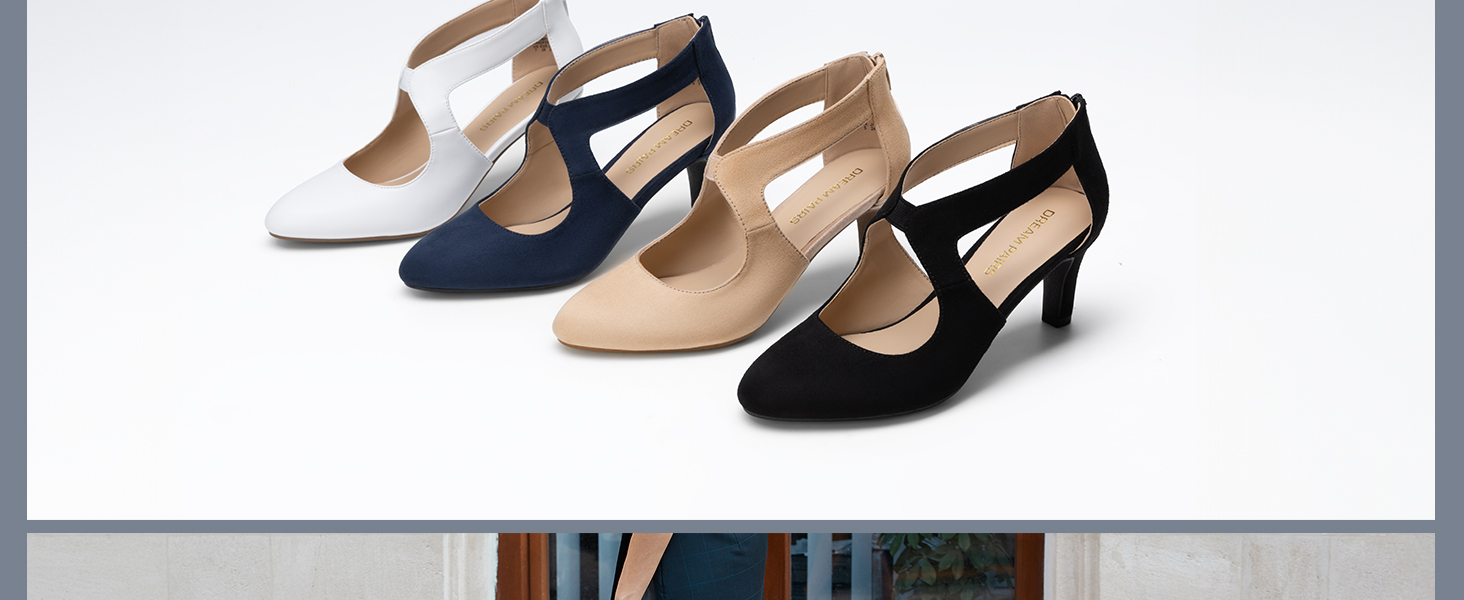Жіночі закриті туфлі-човники Dream Pairs на низьких підборах (Kitten Heels), бежеві, розмір 39 EU