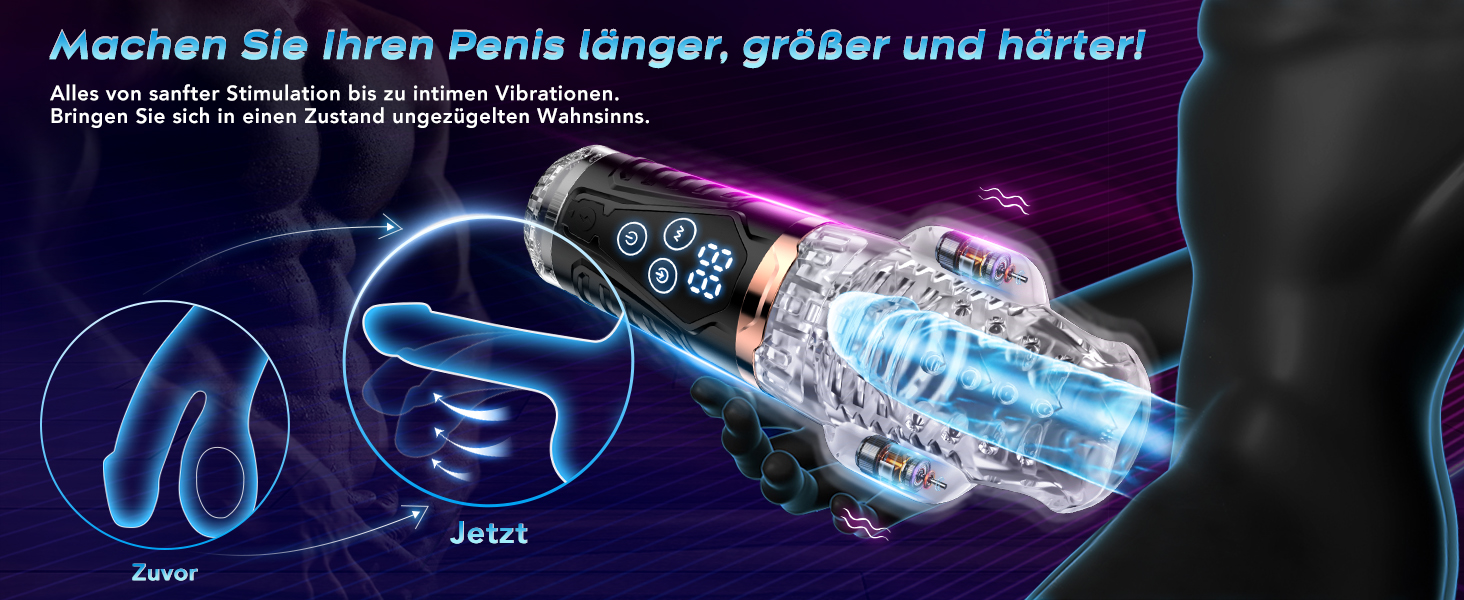 Електричний мастурбатор для чоловіків з 9 вібраційними режимами та 9 режимами вакуумної стимуляції, золотий. Іграшка для дорослих, соло-іграшка для чоловіків.