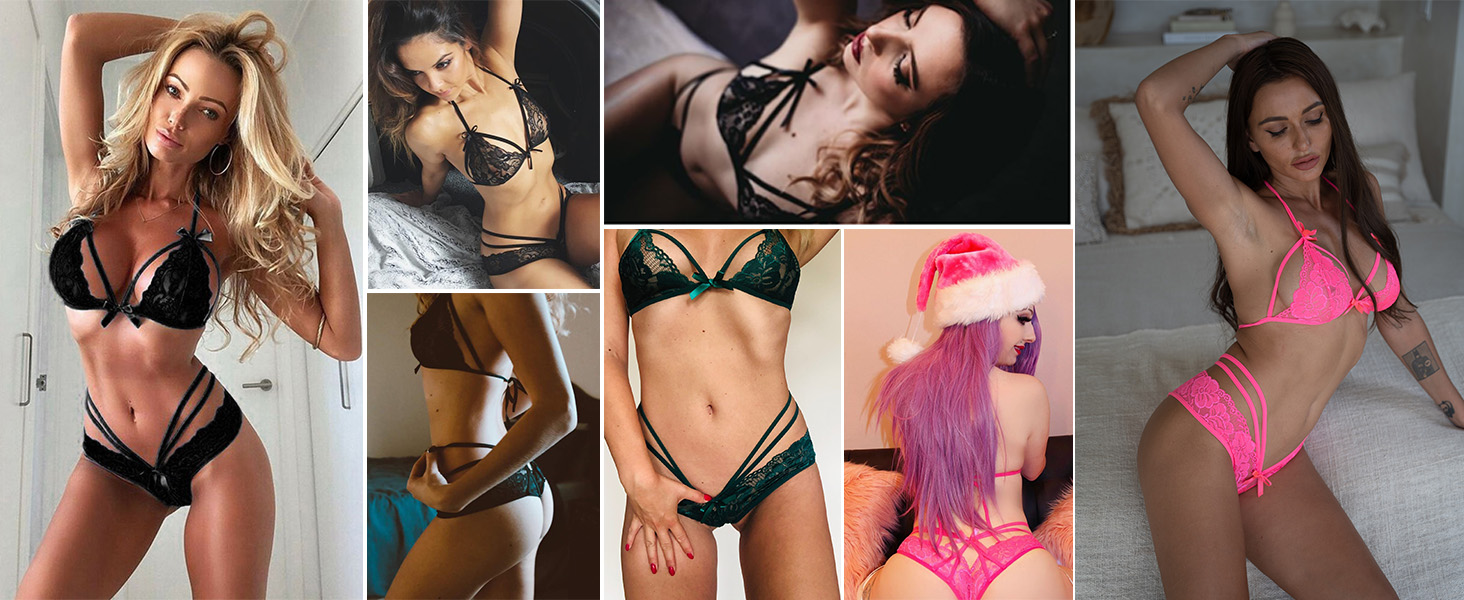 Avidlove Комплект нижньої білизни для жінок: мереживний babydoll з push-up бюстгальтером та трусиками. Стильний комплект рейнговий кольору.