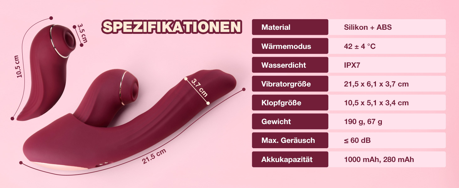 Вібратор для жінок 5-в-1 з керуванням через додаток, стимуляція G-точки та клітора, 7 режимів, нагрів до 42°C, комплект