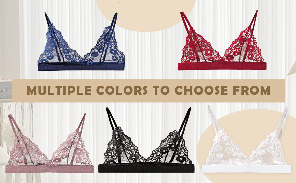 Жіноча білизна: 3 шт. мереживних бюстгальтерів без кісточок, сексуальних балконетів та push-up бюстгальтерів S-L (білий, чорний, синій)
