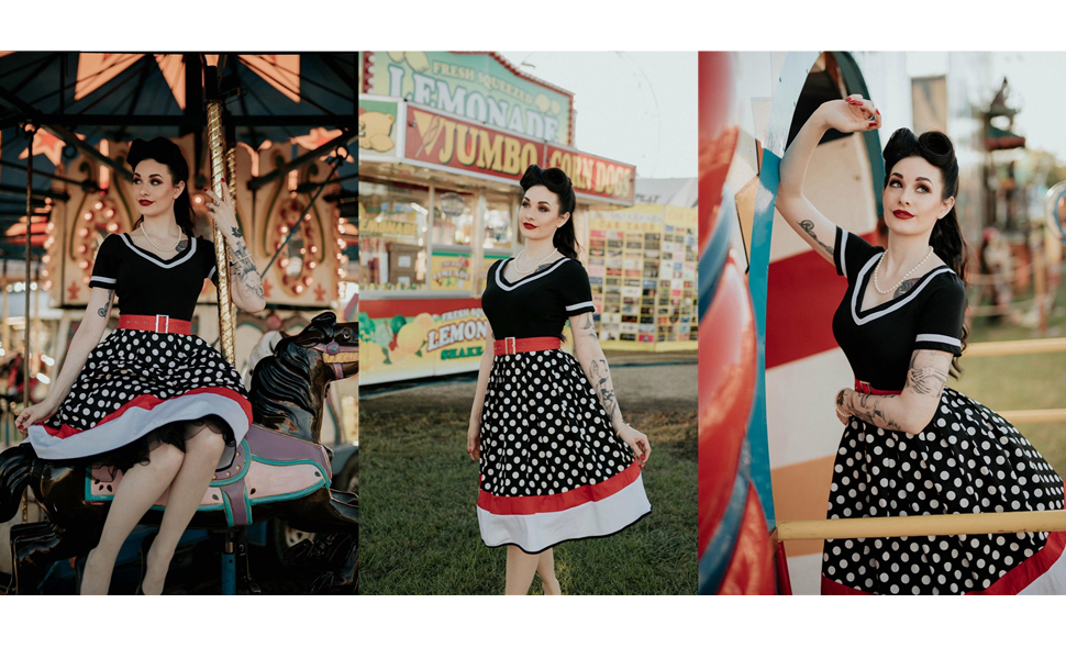 Сукня в стилі рокабіллі Odizli для жінок 50-х років. Короткий рукав, V-подібний виріз, принт у горошок, сукня-свінг для вечірки, весілля, чорна, розмір M