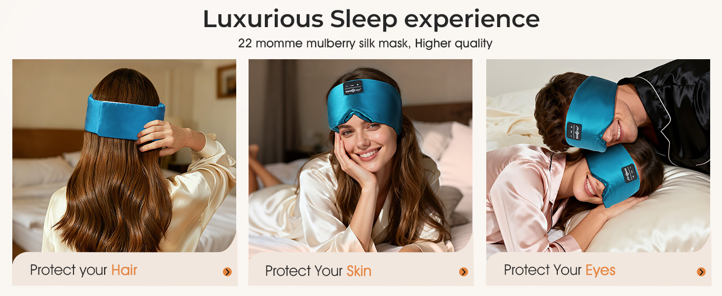 Маска для сну з Bluetooth-навушниками MUSICOZY з натурального шовку та mulberry silk, 3D затемнення, бездротові навушники для сну, комфортна для сну на боці, акумулятор 14 год, зелена