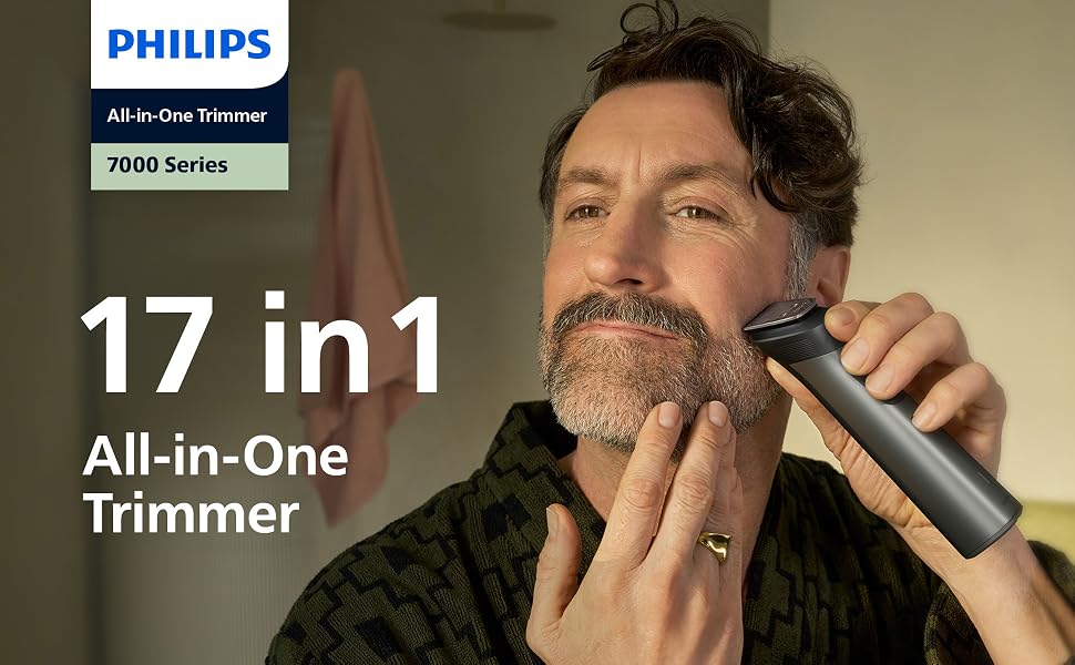 Універсальний тример Philips Multigroom Series 7000 MG7961/15 17-в-1 для обличчя, волосся та тіла, металеві леза, 26 налаштувань довжини (0,5-20 мм)