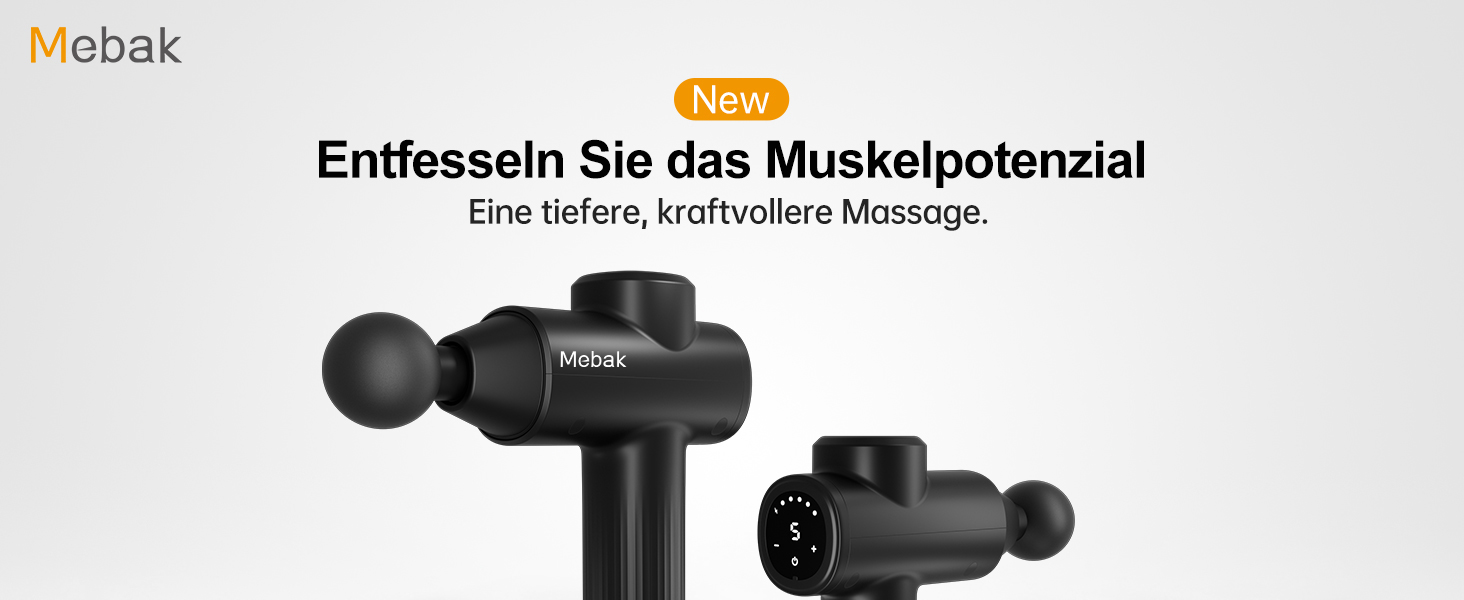 Перкусійний масажер Mebak 7 Massagepistole: електричний пістолет для глибокого масажу м'язів та фасцій, 5 рівнів швидкості, для спини та ніг (чорний)