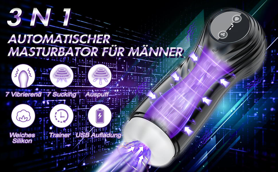 Електричний вібратор для чоловіків з 7 режимів потужності та вібрації, LCD дисплеєм, кільцем для пеніса.