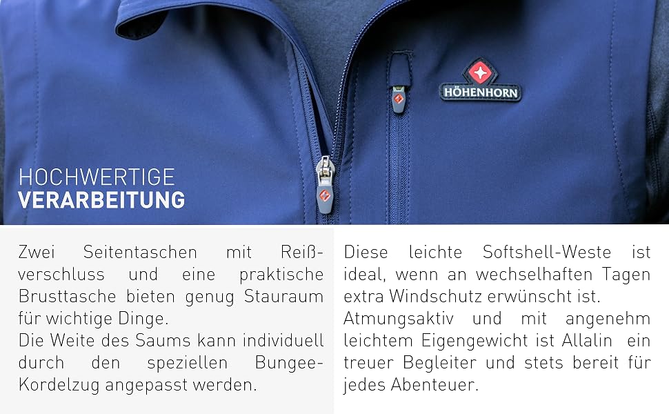 Чоловіча жилетка Softshell Höhenhorn Allalin для активного відпочинку та бігу, чорна, розмір L