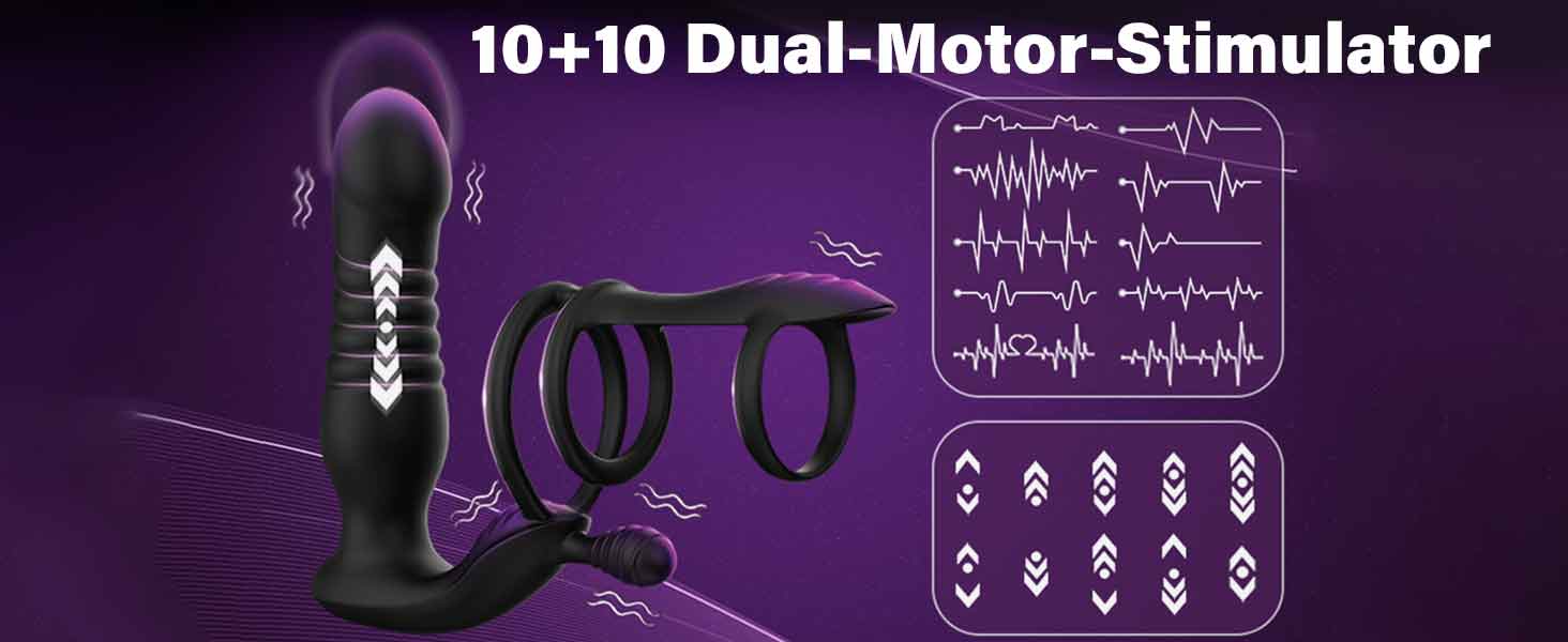 Масажер для простати та пеніса PINTLE з 10 телескопічними режимами та функцією імпульсу. Набір для чоловіків та пар.