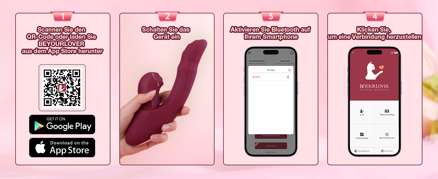 Вібратор для жінок 5-в-1 з керуванням через додаток, стимуляція G-точки та клітора, 7 режимів, нагрів до 42°C, комплект