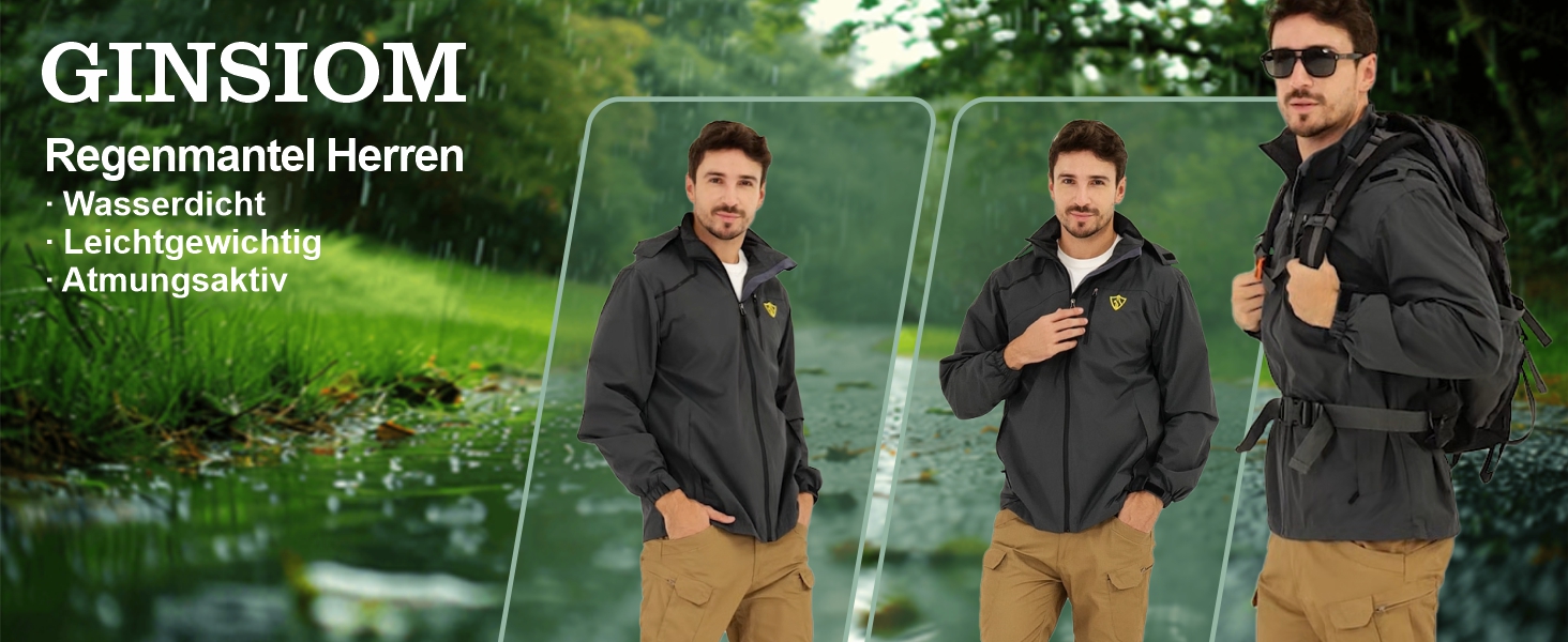 Чоловіча водонепроникна вітрівка Regenjacke — легка outdoor-куртка для походів, їзди на велосипеді та бігу, колір Armygreen (армійський зелений)