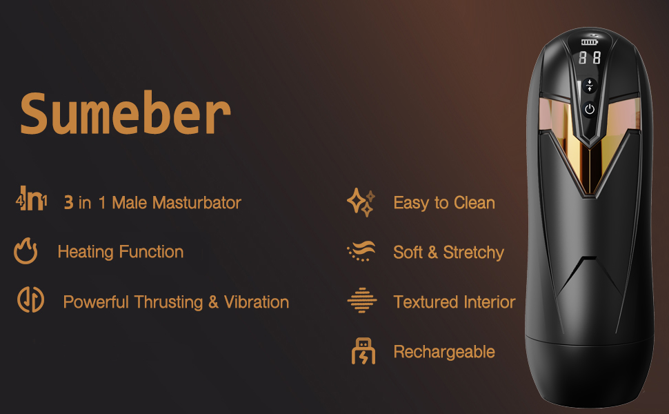 Електричний мастурбатор Sumeber з 9 вібраціями, телескопічною функцією та LCD дисплеєм. Реалістична вагіна для чоловіків