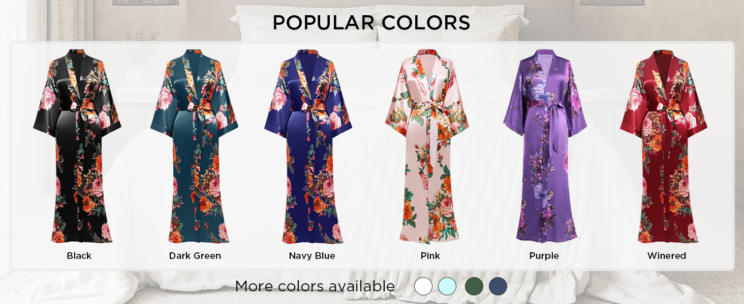 Халат жіночий шовковий максі з квітковим принтом, Babeyond | Халат, кімоно, піжама, для дому