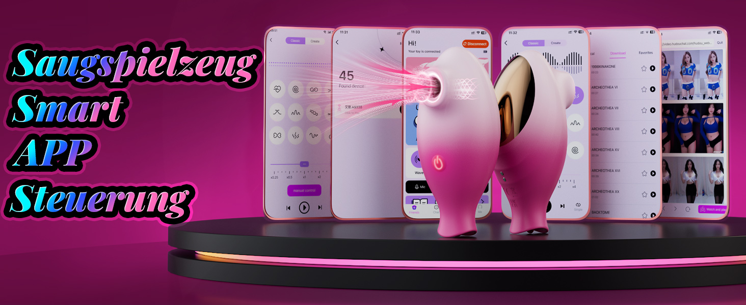 Вібратор Sexspielzeug для жінок 2-в-1: тихий, потужний, з 10 функціями (смоктання, облизування), керування через додаток, стимуляція клітора та сосків, рожевий