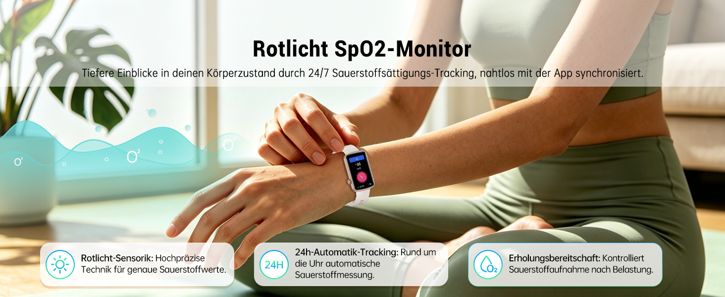 Смарт-годинник для жінок 1.47'' Fitness Tracker: моніторинг пульсу, SpO2, сну, крокомір, відстеження менструального циклу, сповіщення дзвінків та WhatsApp, сумісний з Android та iOS, чорний
