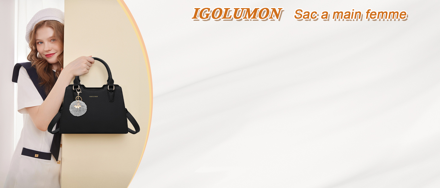 Жіноча сумка-тоут IGOLUMON середнього розміру з натуральної шкіри, чорна
