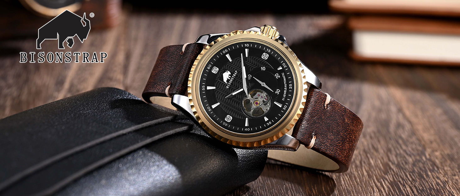 Металевий ремінець для годинника BISONSTRAP з нержавіючої сталі 316L, конічний дизайн, застібка-фальц, сріблястий, 21 мм