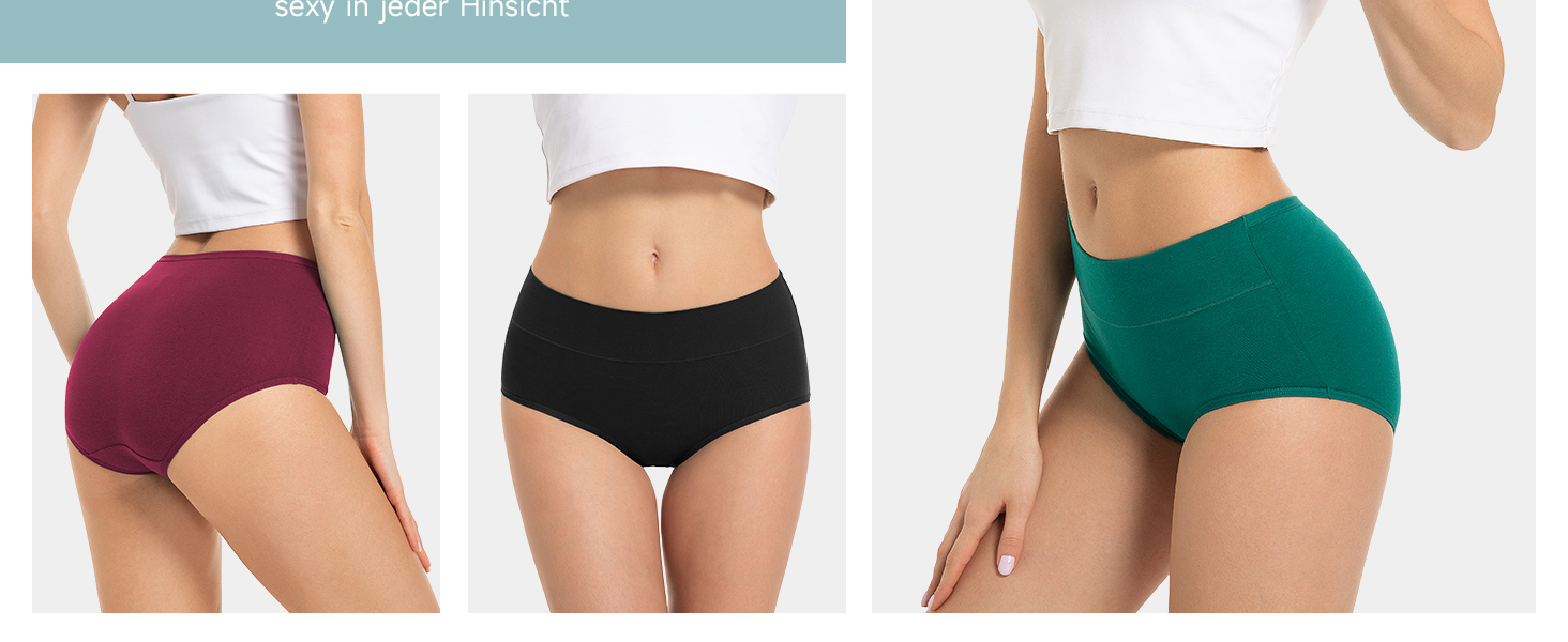 Танстік (TANSTC) труси жіночі 5 шт. бавовна, висока талія, дихаючі, м'які, XXL, червоний+синій+зелений+сірий+чорний