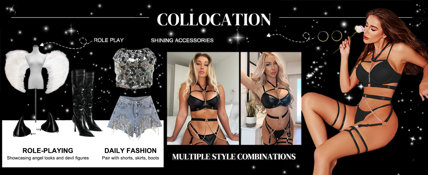 Сексуальний комплект нижньої білизни з бретельками для жінок, 7 частин: бюстгальтер з кісточками, трусики, панчохи, гетри, нагольник, ласий ланцюжок, червоний колір