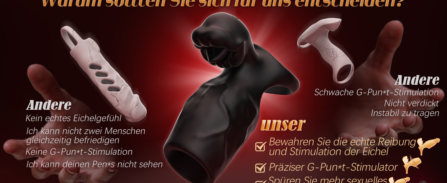 Пеніс-кільце Tagnaff з подвійною затримкою для пар: покращена стимуляція G-точки, 9 режимів, чорний