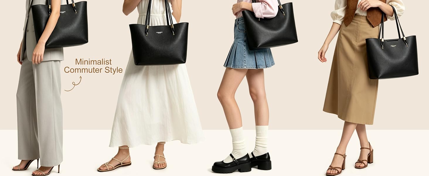 Жіноча велика сумка-шопер чорного кольору, класична сумка з ручками Tote Bag