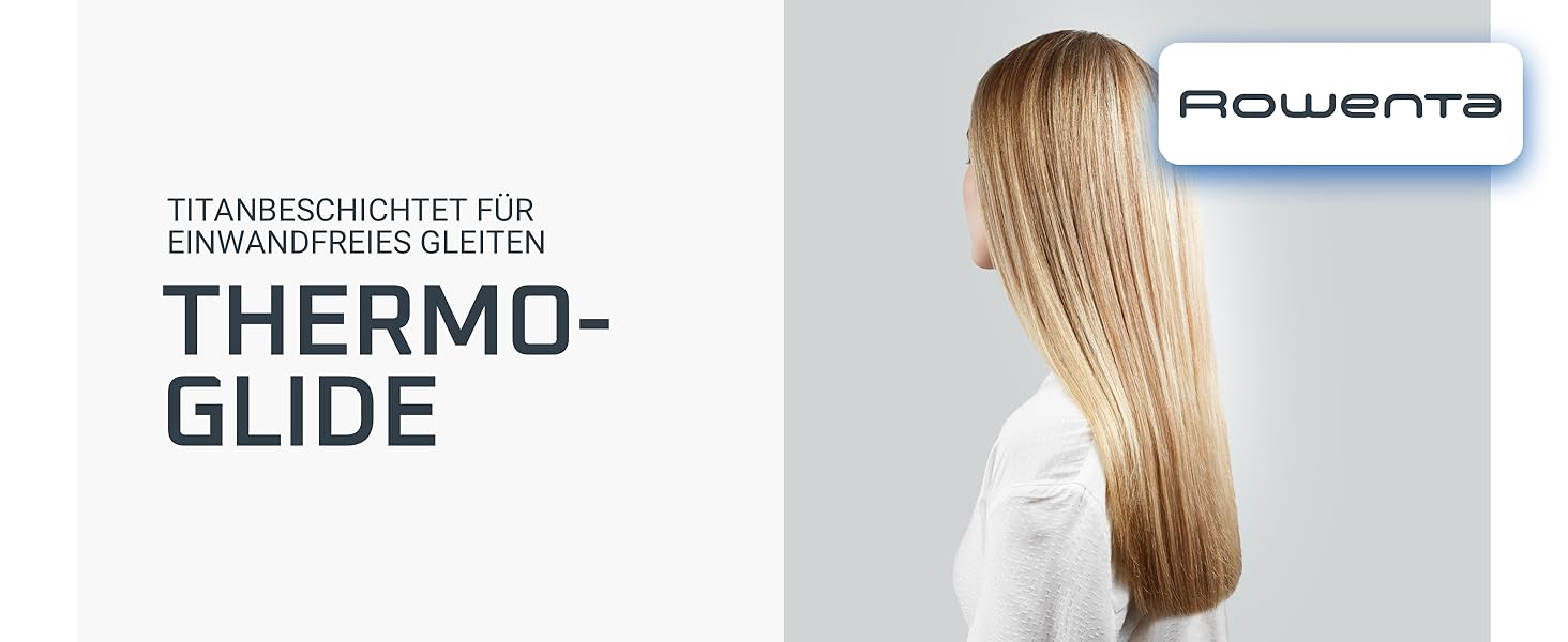 Випрямляч для волосся Rowenta Thermoglide SF5120 з керамічними пластинами, регулюванням температури та поворотним кабелем, синій