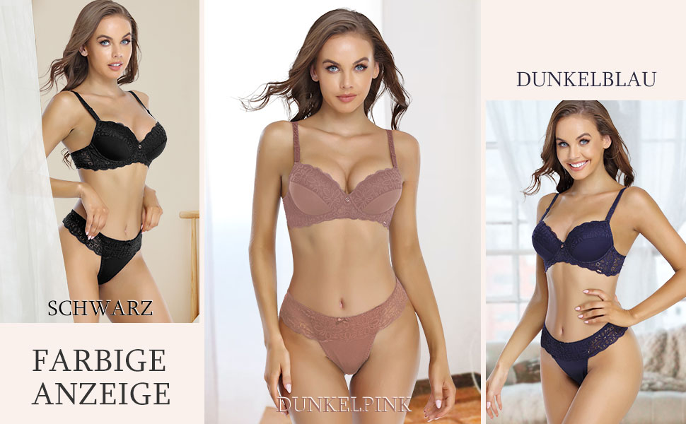 Шекіні: Комплект бюстгальтера та трусиків мереживний, Push-Up, з кісточками, чорний, 80C