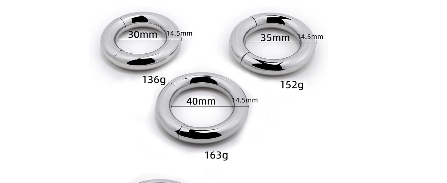 Набір з 3 шт. магнітних кілець для статевих органів з нержавіючої сталі (5 розмірів)