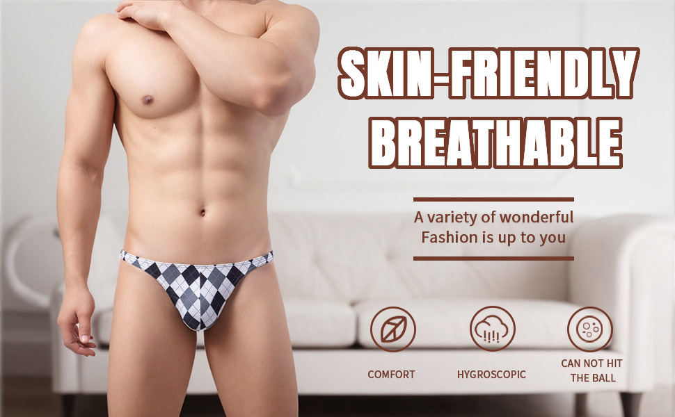 Сліпекси чоловічі Faringoto, принт, Eisseide, дихаючі, бікіні, G-String, XL, 5 пар