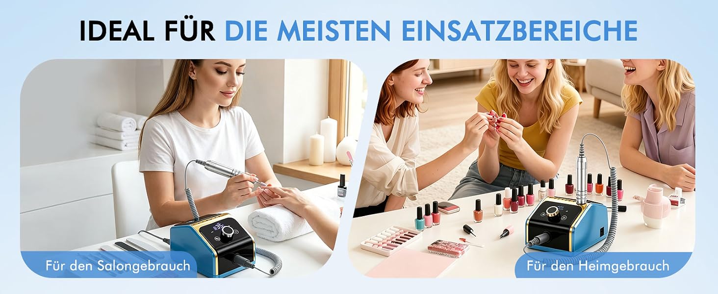 Професійний електричний апарат для манікюру та педикюру CozyZen 35 000 об/хв з LCD-дисплеєм, ножною педаллю та ручним керуванням для акрилу, гелю та натуральних нігтів (Блакитний)