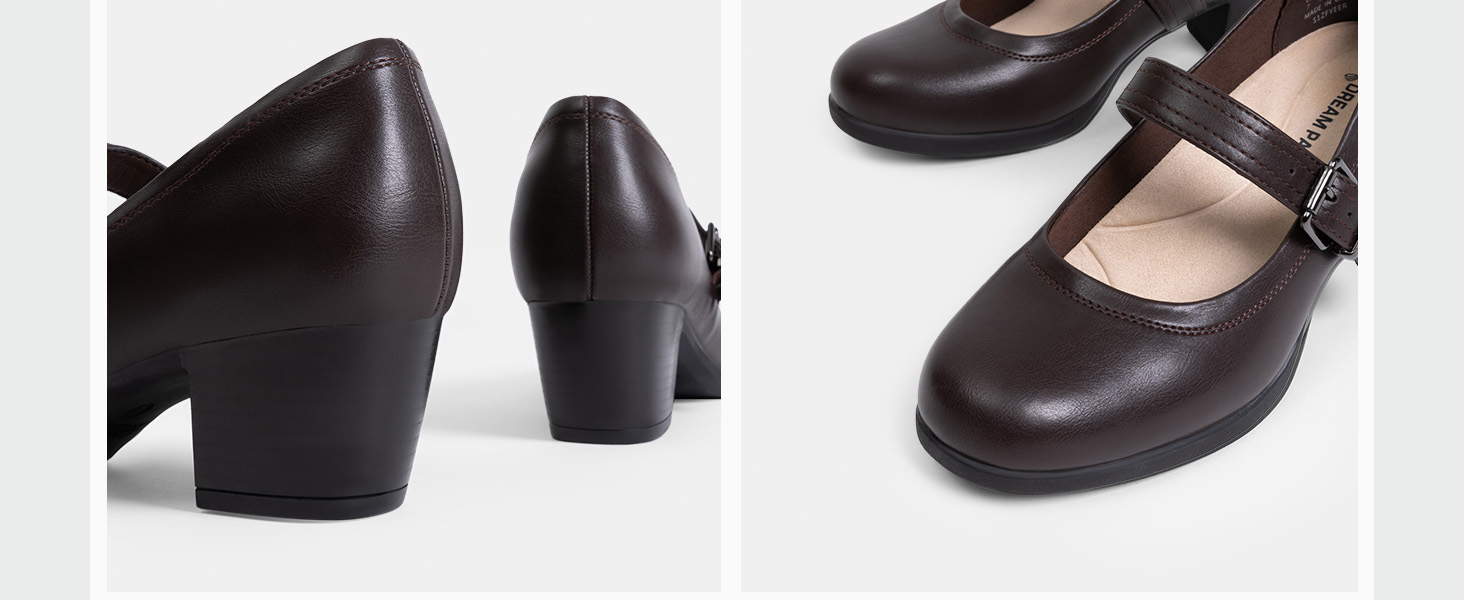 Жіночі туфлі Mary Jane DREAM PAIRS на масивному високому каблуці, темно-сині, розмір 37 EU