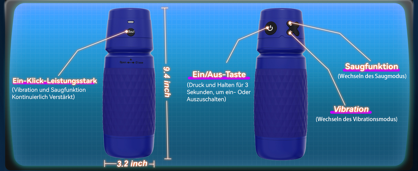 Іграшка для чоловіків Eanatoys Masturbieren – мастурбатор з 3 сосками, 4 вібраторами, 3D реалістична вагіна, функція імітації оргазму, портативна секс-іграшка, блакитна