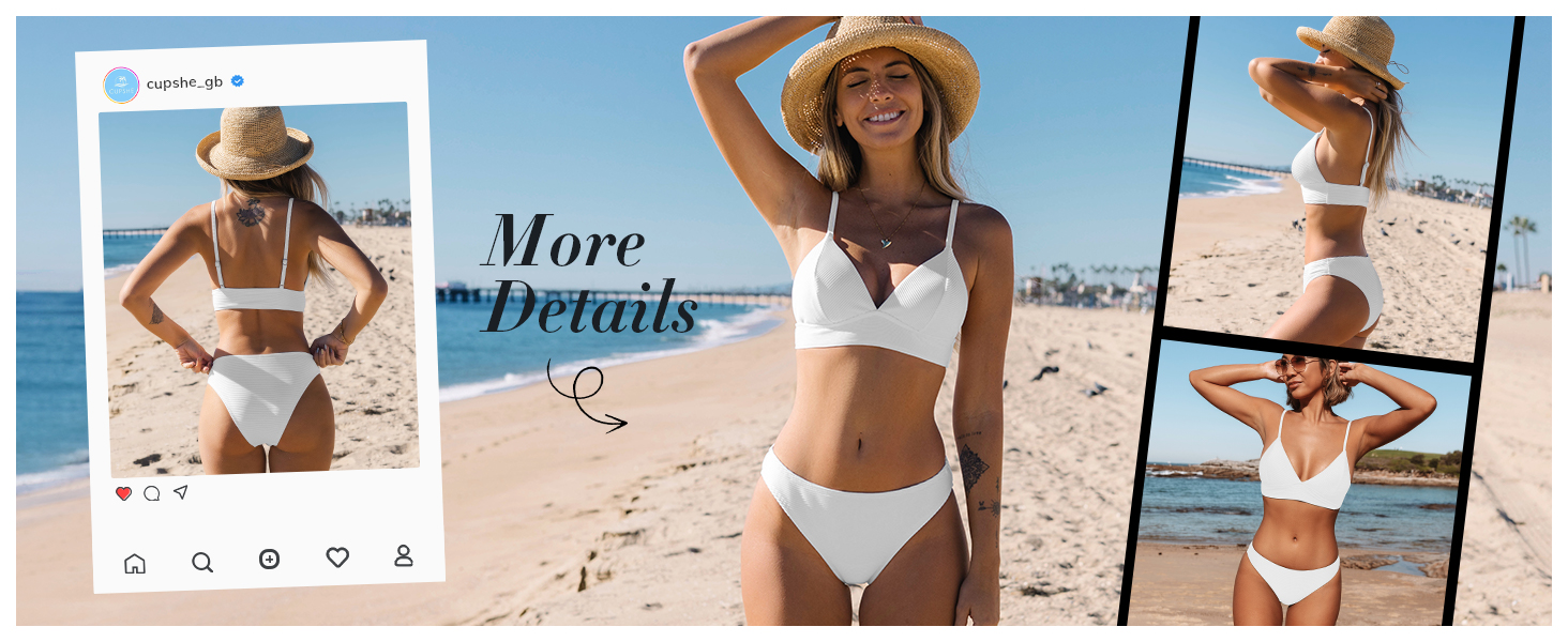 CUPSHE Купальник жіночий: двочастинний бікіні з високою талією, блакитний