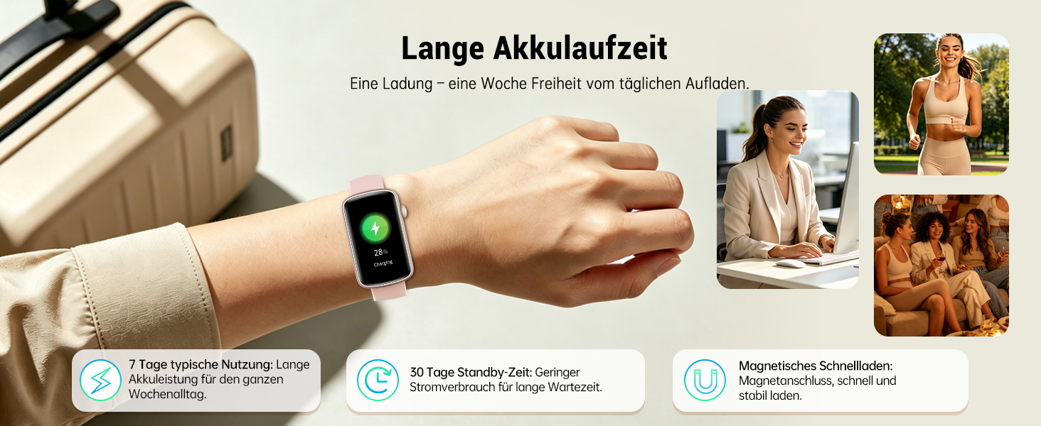 Смарт-годинник для жінок 1.47'' Fitness Tracker: моніторинг пульсу, SpO2, сну, крокомір, відстеження менструального циклу, сповіщення дзвінків та WhatsApp, сумісний з Android та iOS, чорний