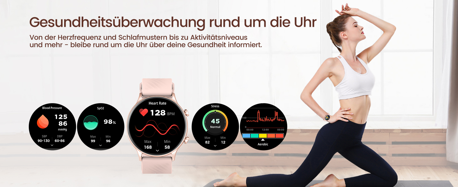Смарт-годинник WalkerFit для жінок з Bluetooth-дзвінками, 1.39