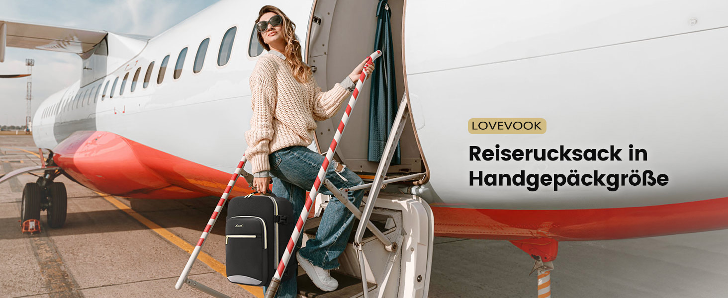 Дорожній рюкзак LOVEVOOK для ручної поклажі Ryanair/Wizz Air 40x30x20 см, сумка в літак для ноутбука 13.3 дюйма, чорно-сірий