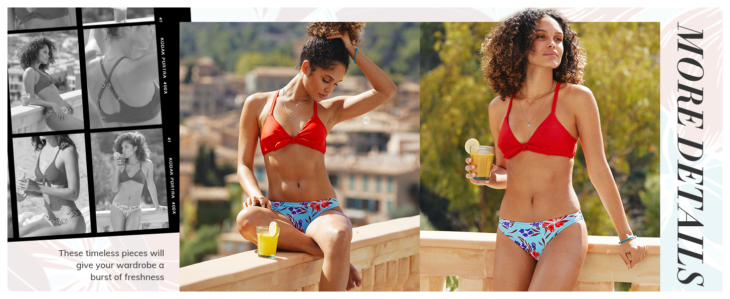 CUPSHE Bikini Set Daen: двочастинний купальник з V-подібним вирізом, зав'язками спереду, низькою талією та перехресними бретелями. Темно-зелений візерунок, розмір XL, колір Hot Pink